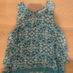 Chloe K blue and white tank top